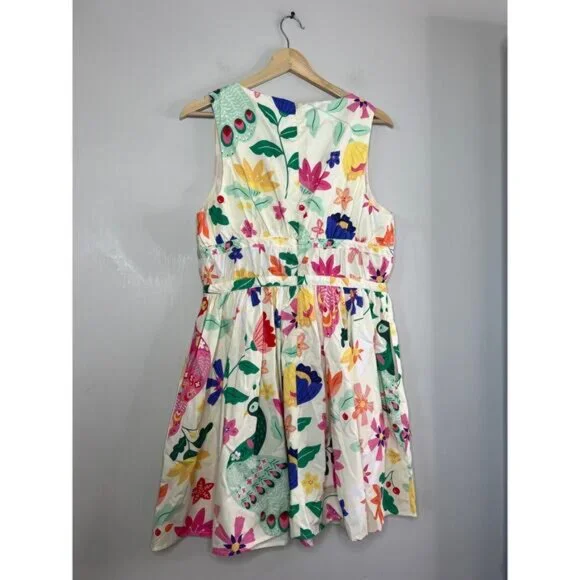 NWT Sincerely Ours Ellie Poplin Cream Floral Sleeveless Fit and Flare Mini Dress